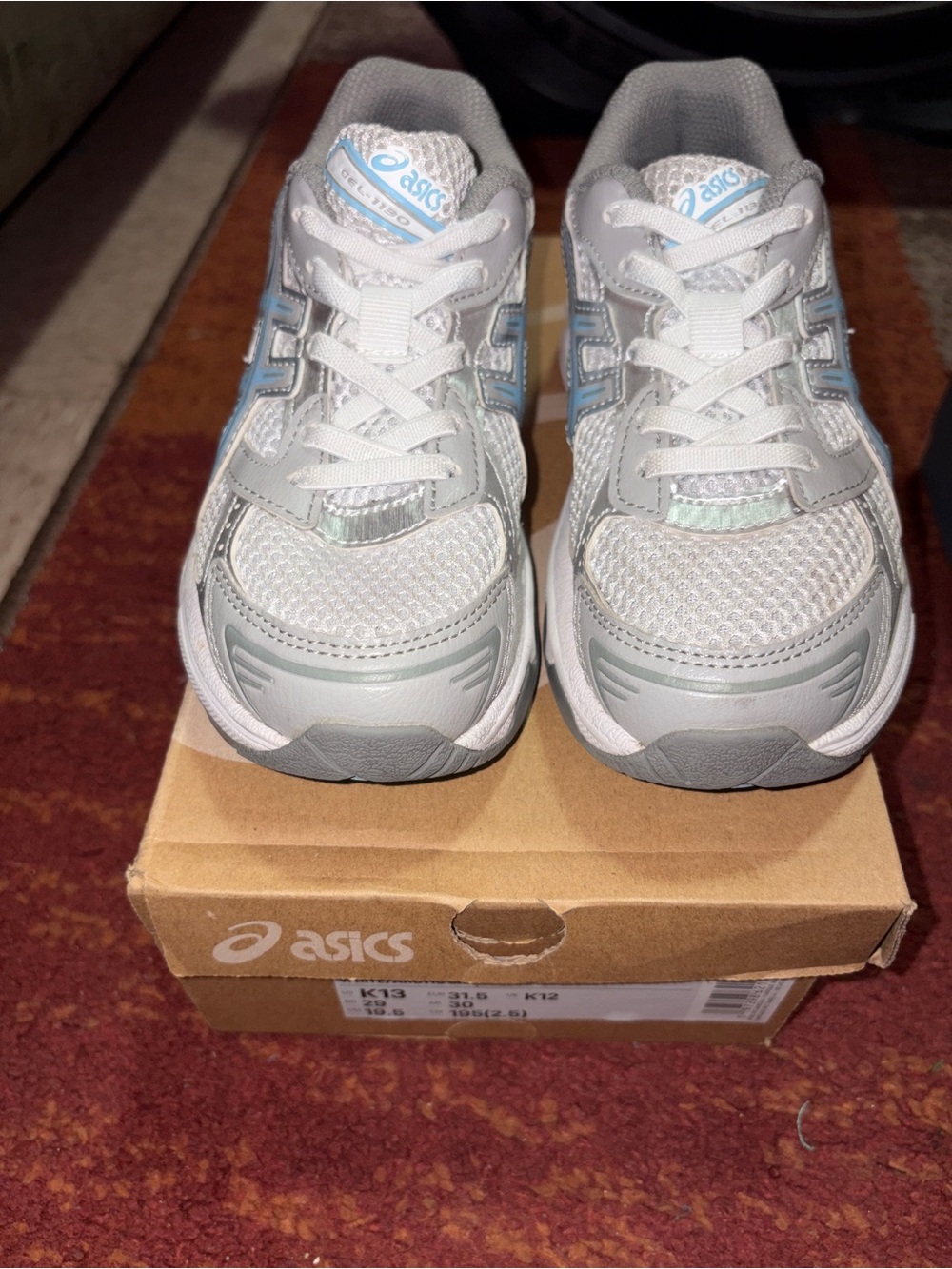 Asics Kids White & Light Blue Mesh Athletic Sneakers